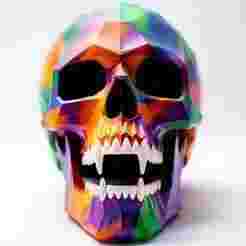 2437 Color 3D Model of a Halloween Skull - Low Poly Style, Halloween, magic, spider, mask, gnome, gorgon, wild, bat, monster, mutant, fair, witch, werewolf, horror, beast, mutant spider, skeleton, skull