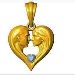 “25mm Man & Woman Heart Pendant – STL & 3DM 3D Jewelry Model”
