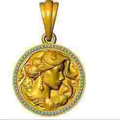 “25mm Persephone Face Necklace Pendant – STL & 3DM 3D Jewelry Model”