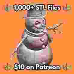 28mm Frosty Snowman Top Hat Scarf Branch Arms Button Eyes Creepy Grin MineeForm FDM 3D Print STL File