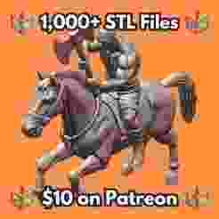 28mm Mounted Barbarian Warrior Dual Axes Charging Horseback MineeForm FDM 3D Print STL File