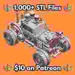 28mm Vehicle Gears Pipes Engine Vintage Wheels Retro Design MineeForm FDM 3D Print STL File