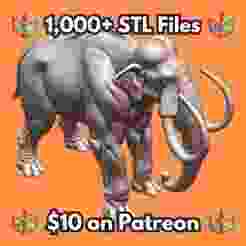 28mm Woolly Mammoth Curved Tusks Textured Fur Ancient Creature MineeForm FDM 3D Print STL File