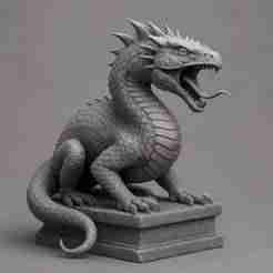 3D Printable Basilisk Statue – Mythical Serpent Dragon Sculpture