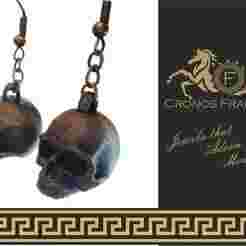 3D Printable Skull Earrings - Gothic Bronze-Style Halloween Jewelry