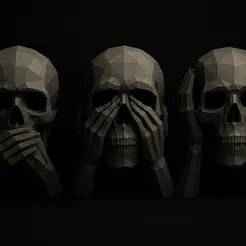 3D Sculpture of the Three Wise Skulls