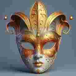 635 Venetian Carnival Mask Color 3D Model, magic, dragon, serpent, mask, gnome, gorgon, venetian carnival, wild, fox, monster, cat, fair, witch, werewolf, horror, beast, snake, troll, skeleton dance
