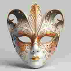 638 Venetian Carnival Mask Color 3D Model, magic, dragon, serpent, mask, gnome, gorgon, venetian carnival, wild, fox, monster, cat, fair, witch, werewolf, horror, beast, snake, troll, skeleton dance