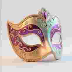 713 Venetian Carnival Mask Color 3D Model, magic, dragon, serpent, mask, gnome, gorgon, venetian carnival, wild, fox, monster, cat, fair, witch, werewolf, horror, beast, snake, troll, skeleton dance