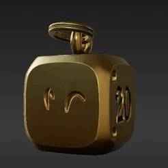 Adventurer's Gold D20 Keychain STL - Miniature Dice Model for RPG Players to Celebrate Epic Rolls