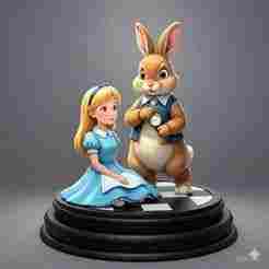 alicia in wonderland - alicia and rabbit decorative figurine