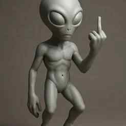 Alien Middle Finger Figurine STL – Funny Attitude Desk Toy for 3D Printing