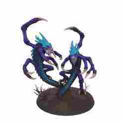 Alien Twin Serpent Monsters – Dark Fantasy Miniature (3D Print Model)