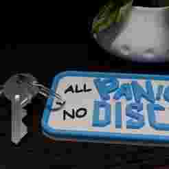 "All Panic, No Disco" Keychain - Funny Millennial Multicolour STL