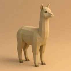Alpaca Low Poly 3D Model | Polygonal Andean Animal Sculpture for 3D Printing
