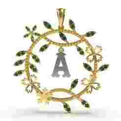 Alphabet A Tiara Diamond Pendant