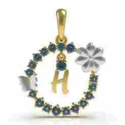 Alphabet H Flower Branch Diamond Pendant