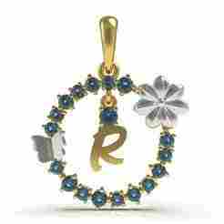 Alphabet R Flower Branch Diamond Pendant