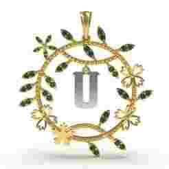 Alphabet U Tiara Diamond Pendant
