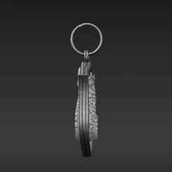 Ambition House Symbol Keyring - Emerald & Silver Relief Charm - Ancient Magic Inspired 3D Model