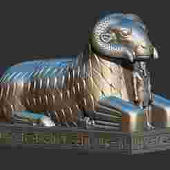 Amun Ram Sphinx's – Egyptian Pharaoh Statue 3D printable Model