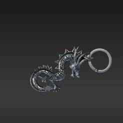 Ancient Power Dragon Keychain - Geometric Tribal Design Charm STL File