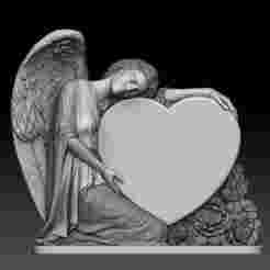 Angel with Heart Relief for CNC and 3D Printing