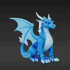 Angular Fantasy Dragon Keychain STL - Modern Geometric Ice Creature Accessory