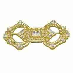 Antique Art Deco Round and Baguette Diamond Brooch