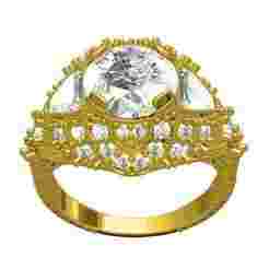 Antique Art Deco Round and Trillion Diamond Engagement Ring