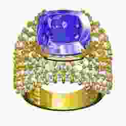 Antique Cushion Stone Round Diamond Cocktail Ring