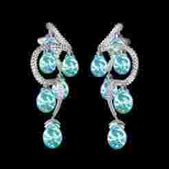 Antique Flower Branch Pearl Drop Long Earring