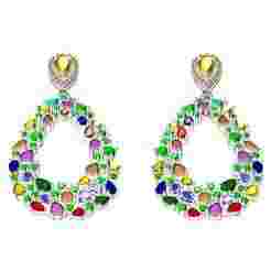 Antique Multi COlor Stone Drop Earring