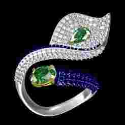 Antique Peacock Feather Cocktail Ring
