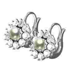 Antique Pearl and Diamond Cluster Hoop Earring