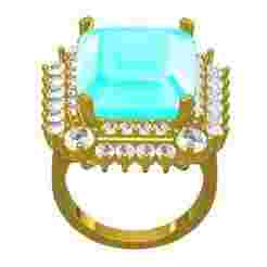 Aqua Cushion Cut Diamond Ring Halo Set Cocktail Ring