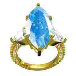 Aquamarine Marquise Stone and Pear Diamond Solitaire Ring