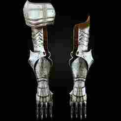ARM ARMOR DARK CRUSADER – LORDS OF THE FALLEN DAMASCENED PAULDRON & GAUNTLETS STL FAN ART
