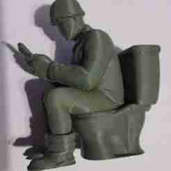 Army man on toilet holding an Apple Cell phone / adult humor/ plastic army man/ Rude army man