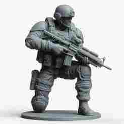 Army Man with Gun 3D Print Military Showpiece