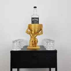 Atlas luxury 3D printed figure made of PLA - Available in gold or silver - 240 mm