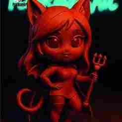😼 "Autumn Devil Cat" Chibi Figure (STL)