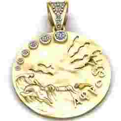Azlee Small Yellow Gold and Diamond Capricorn Coin Charm