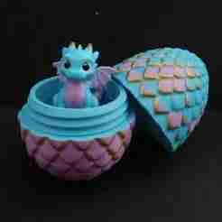 Baby Dragon in Egg | High-Detail Fantasy 3D Model | STL File