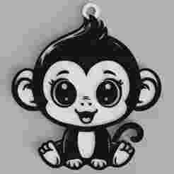 Baby Monkey keychain - pendant - pendant - earring