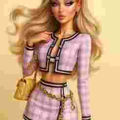 Barbie doll figurine with a bag
