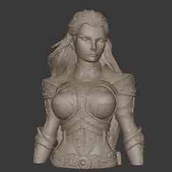 Beauty Warrior Bust – Elegant Fantasy Female Fighter 3D Print Model