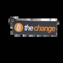 Bitcoin Keychain - Flat Block "Be the change"