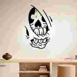 Biting Skull Illusion - Wall Art Multicolor