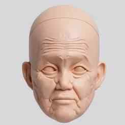 BJD Doll Head – Asian Old Man #tan